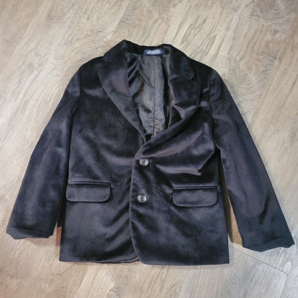 Boys Nautica Size 5 Velour Looking Suit Button Up Jacket - EUC